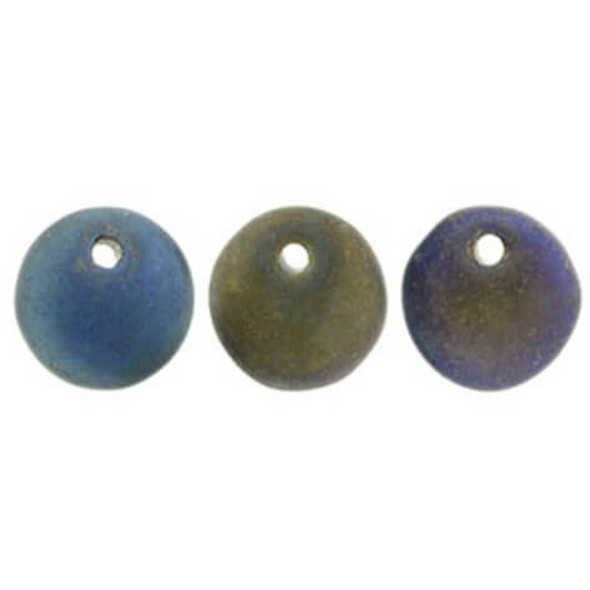 Czech Glass Lentil Beads MATTE IRIS BLUE