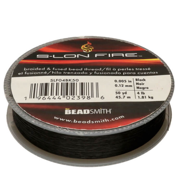 S-Lon Fire Beading Thread 4LB BLACK .005''