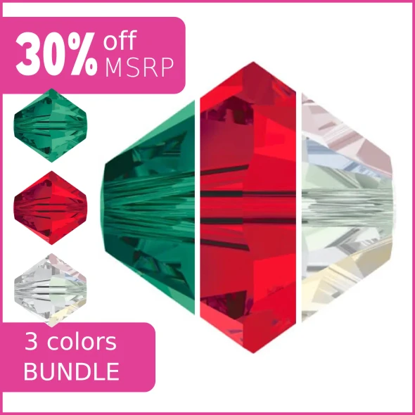 The Holiday Classic Swarovski Crystal 3mm Bicones Bundle