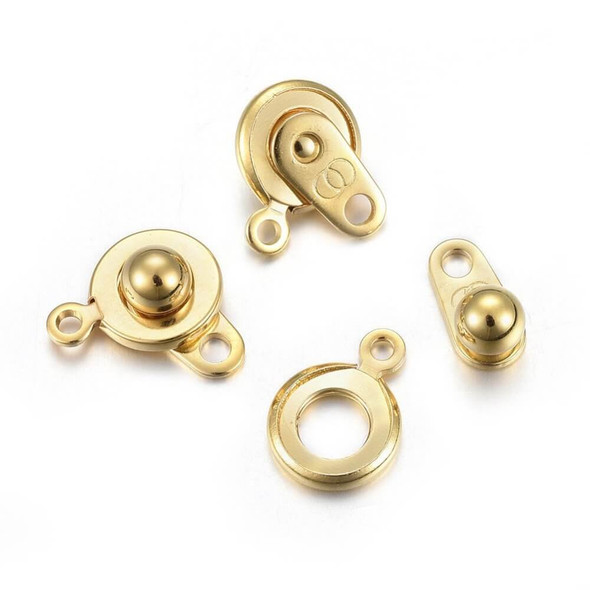 Ball and Socket Clasps Round 15mm GOLD PLATED Stainless Steel