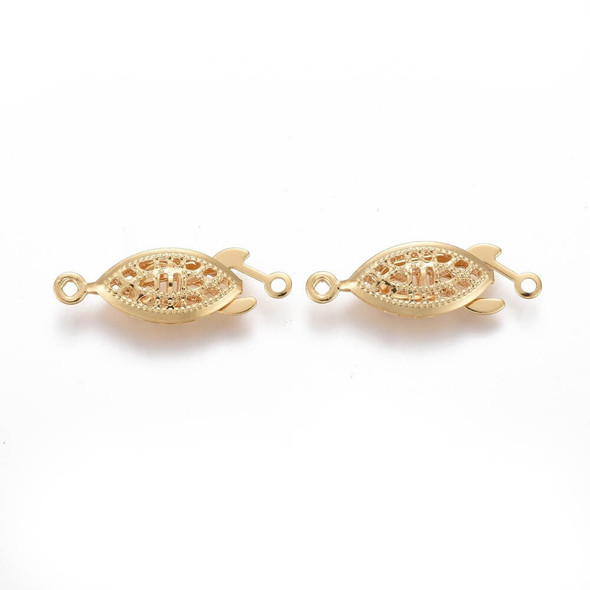 FILIGREE BOX Clasp 21.5x7mm Gold Plated Stainless Steel