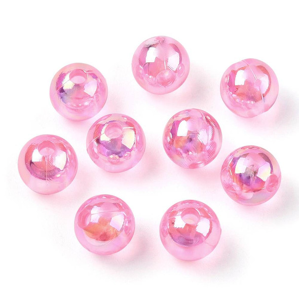 ROUND TRANSPARENT ACRYLIC BEADS 8mm Pearl Pink AB