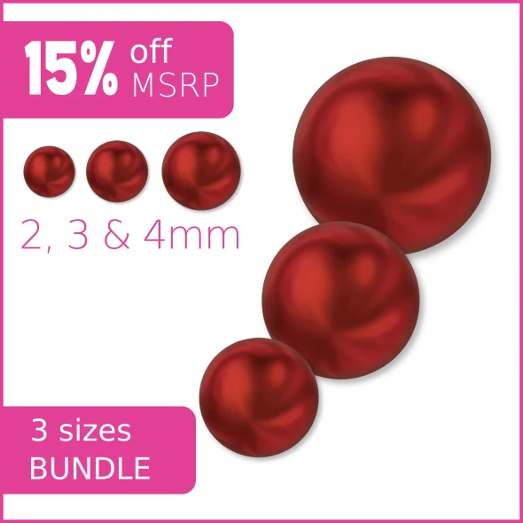 Iridescent Rouge Swarovski Crystal Three Sizes Pearls Bundle