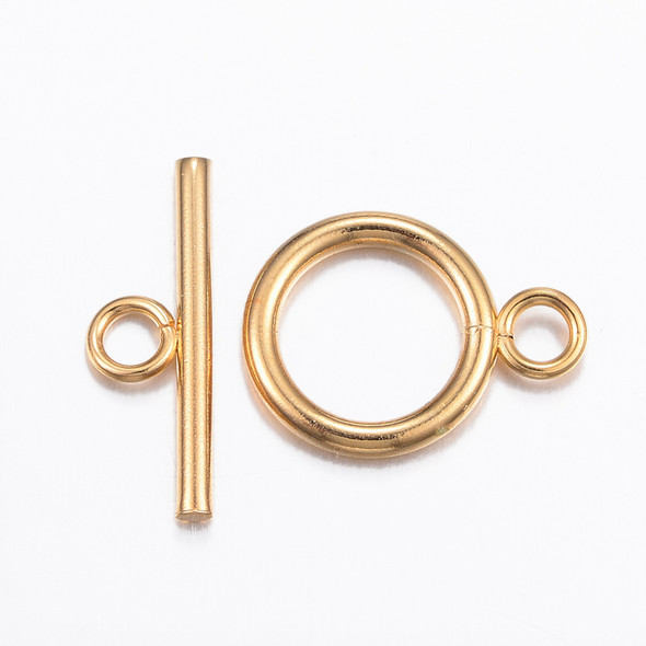 TOGGLE CLASP-Round 18.5x13.5mm-18K Gold Plated Stainless Steel