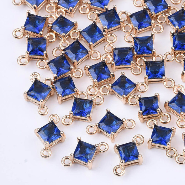 Link with BLUE CRYSTAL-RHOMBUS CONNECTOR 11mm Gold Plated