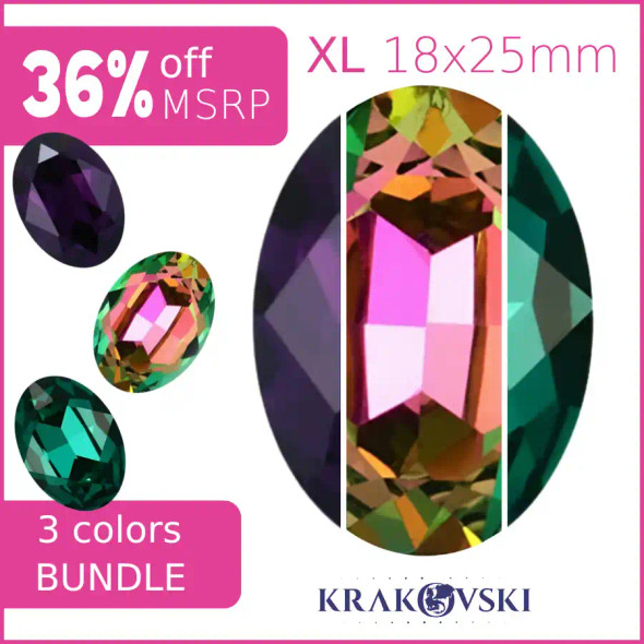 Peony Garden Krakovski Crystal 18x25mm Oval Fancy Stone Bundle