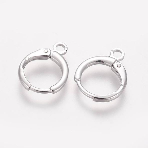 Platinum Plated Ear Wire LEVERBACK w/Loop 15x11mm