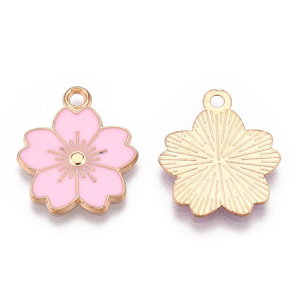 Enamel Plated- Charm-CHERRY BLOSSOM FLOWER PINK-20mm