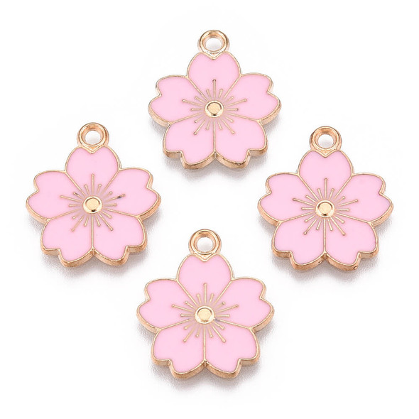 Charm-CHERRY BLOSSOM FLOWER PINK-20mm Enamel Plated