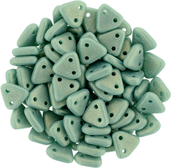 SUEDED GOLD TURQUOISE 2-Hole TRIANGLE Beads 6mm CzechMates