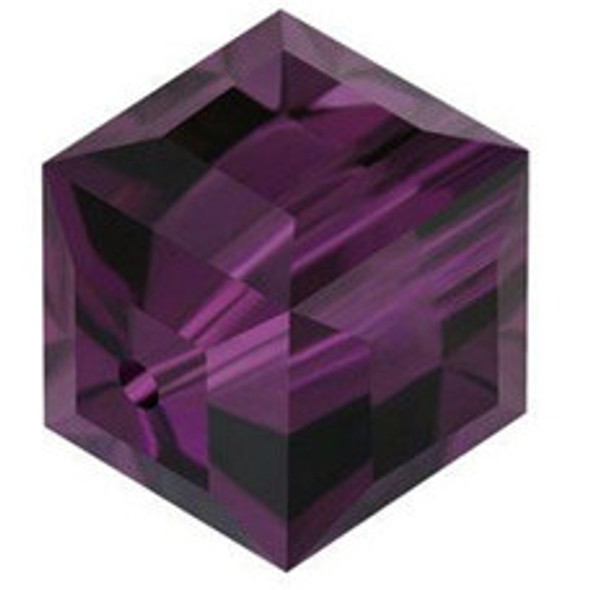 ELITE Eureka Crystal Faceted Cube Bead 6mm AMETHYST 5601