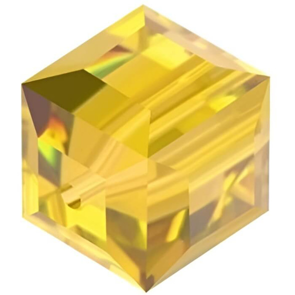 Swarovski Crystal Faceted Cube Bead 6mm LIGHT TOPAZ 5601