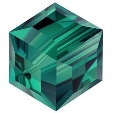 Swarovski Crystal Faceted Cube Bead 6mm EMERALD 5601