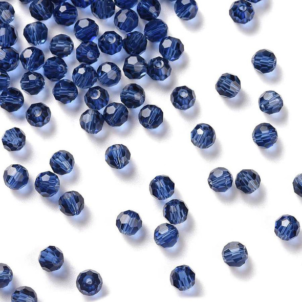 DK. BLUE Krakovski Crystal Faceted Round Beads 4mm