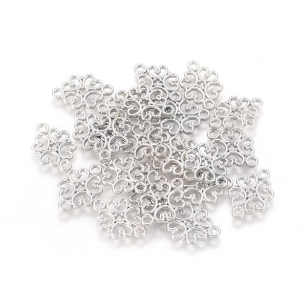 Platinum Plated Link FLOWER CONNECTOR 18x13mm
