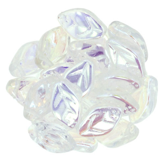 LEAF Czech Glass Beads CRYSTAL AB 12x7mm