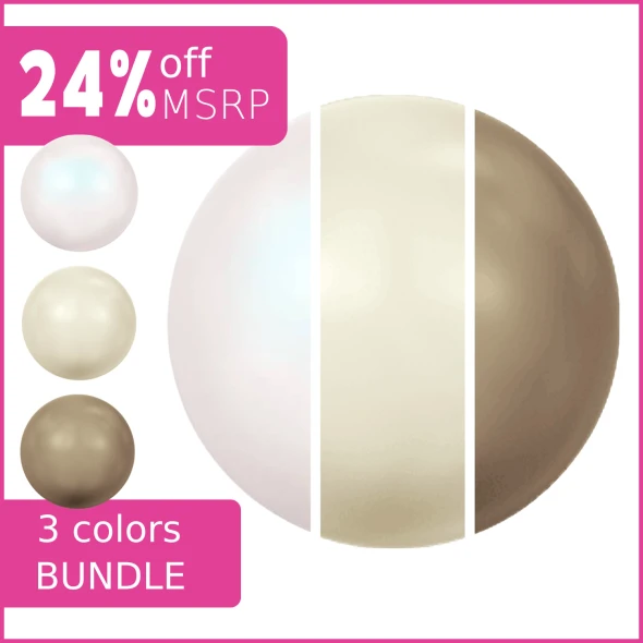 Glitter Latte Swarovski Crystal 4mm Pearls Bundle 3 Pack