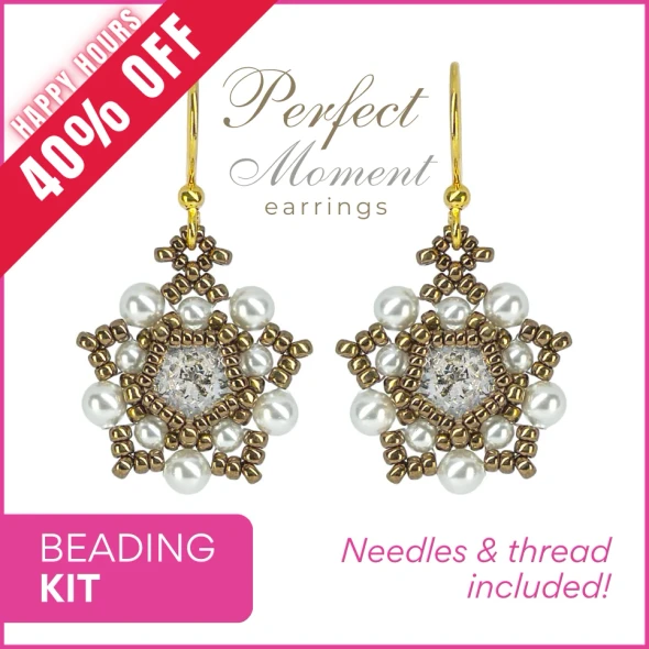 Perfect Moment Earrings CRYSTAL and BRONZE Beginner Beading Kit