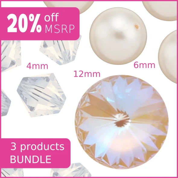 The Swarovski Crystal Wizard Bundle CREAM - Stone, Pearls and Bicones 3 Pack