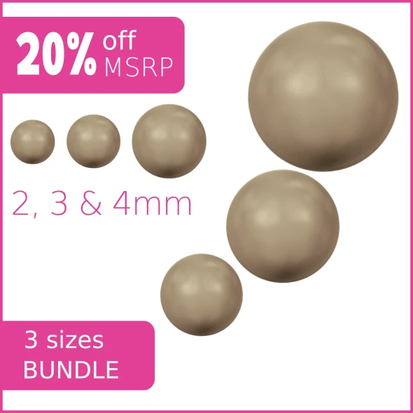 Bronze Swarovski Crystal Three Sizes Pearls Bundle 3 Pack