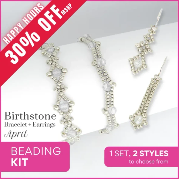 Birthstone Color Classy Bracelet & Earrings Beading Kit APRIL