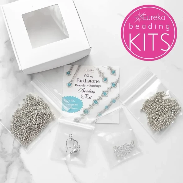 Birthstone Color Bracelet & Earrings Beading Kit APRIL Crystal