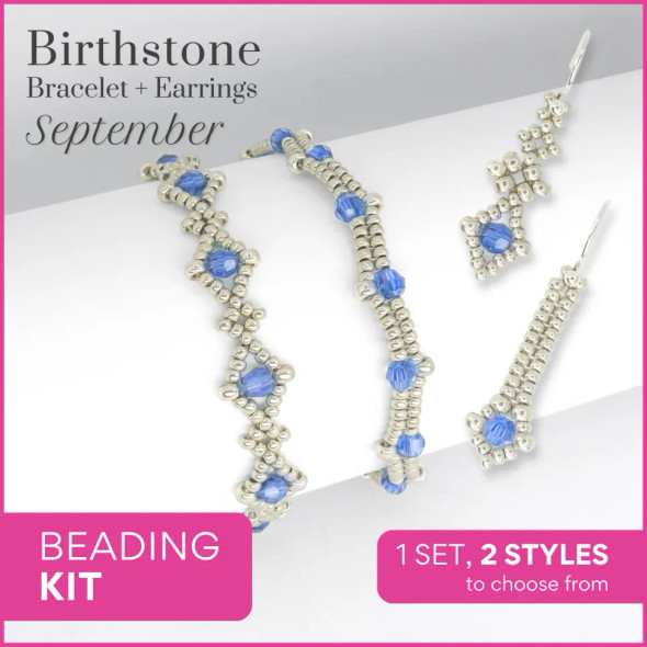 Birthstone Color Classy Bracelet & Earrings Beading Kit SEPTEMBER Sapphire crystal