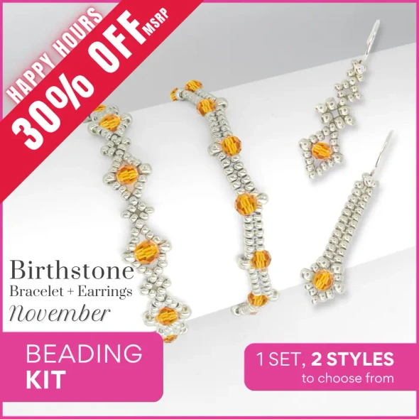 Birthstone Color Classy Bracelet & Earrings Beading Kit NOVEMBER