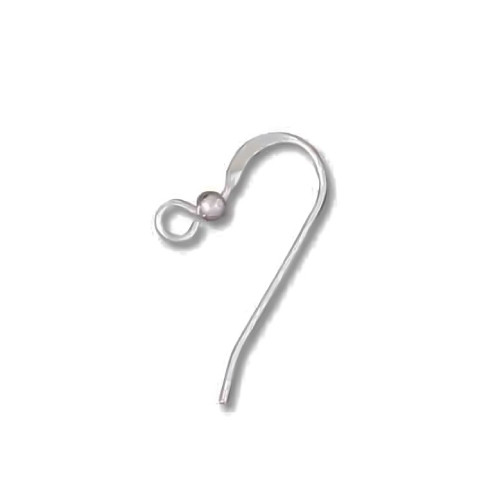 Ear Wire FLAT FRENCH w/2.5mm Ball 19mm White Gold