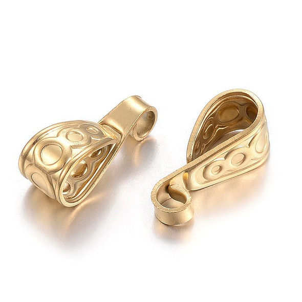 ORNAMENTAL PENDANT BAILS 15.5mm Gold Plated Stainless Steel