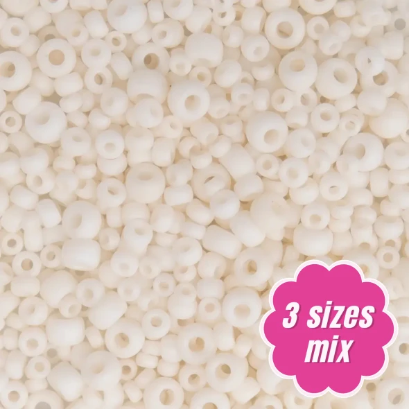 Miyuki ROUND Seed Beads SIZE MIX MATTE OPAQUE CREAM
