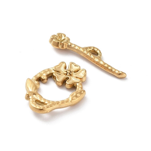 18K GOLD PLATED Stainless Steel TOGGLE CLASP-Flower 19.5mm