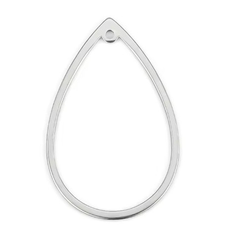 Frame Link DROP 1-HOLE CONNECTOR 33x22mm Silver Plated Stainless Steel