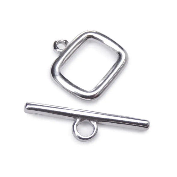 TOGGLE CLASP-Rectangle 17mm-Silver Plated Stainless Steel