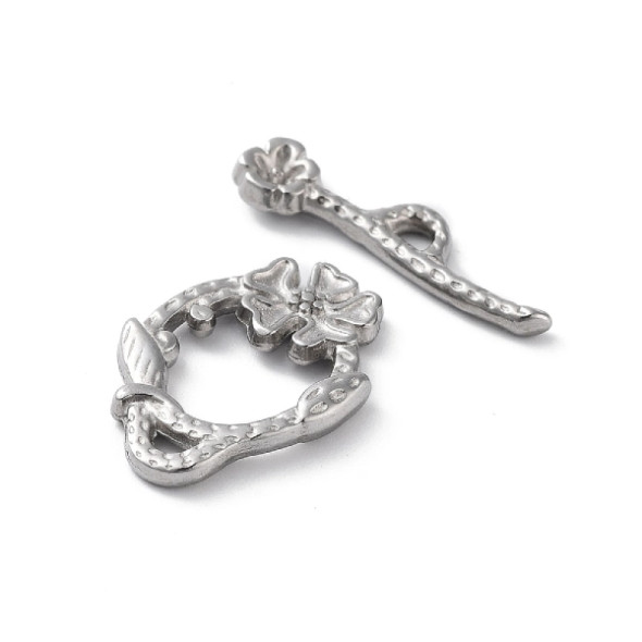 STAINLESS STEEL TOGGLE CLASP-Flower 19.5mm