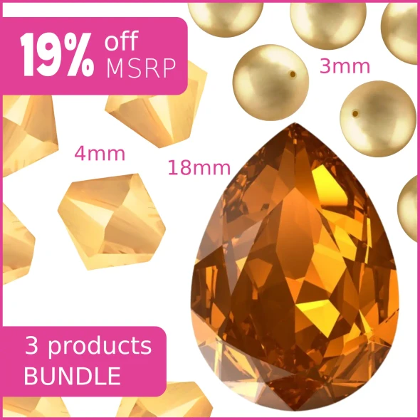 The Swarovski Crystal Wizard Bundle GOLDEN LEAVES - Stone, Pearls and Bicones 3 Pack