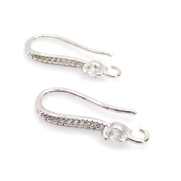 EAR WIRE Hook w/Zircon 18mm White Gold Plated