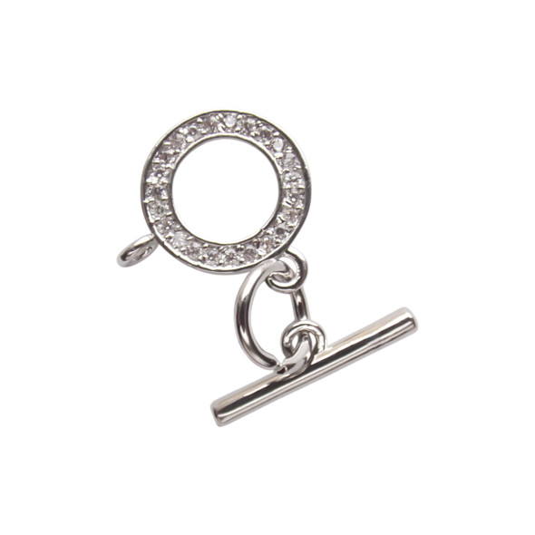TOGGLE CLASP-Circular 14mm-White Gold Plated