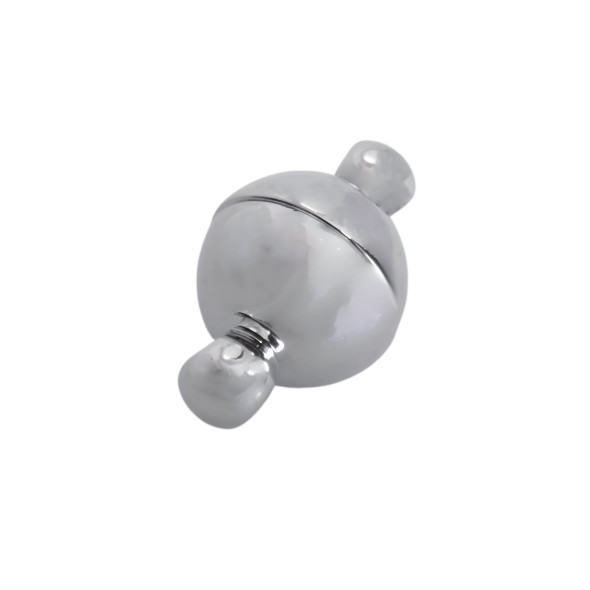 MAGNETIC ROUND Clasp 6mm White Gold Plated