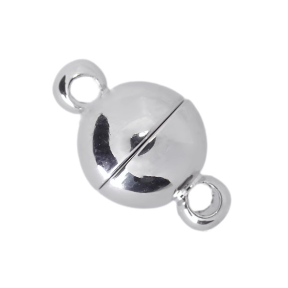 MAGNETIC ROUND Clasp 6mm White Gold Plated