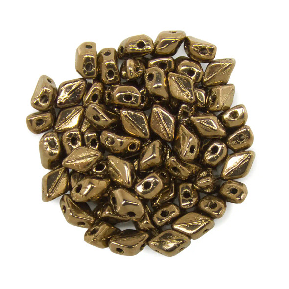 Mini GemDuo BRONZE 6x4mm 2-Hole Czech Glass Beads