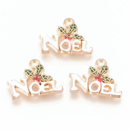Enamel Plated Charm-NOEL-14x19mm