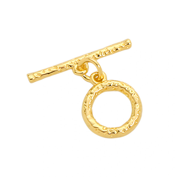 TOGGLE CLASP-Textured 11mm-18K Gold Plated