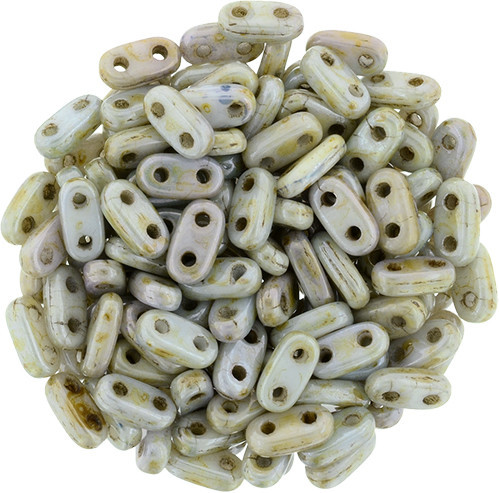 2-Hole Bar Beads 6x2mm CzechMates LUSTER OPAQUE GREEN