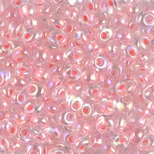 Miyuki Magatama Seed Beads 4mm LIGHT SALMON LINED CRYSTAL AB