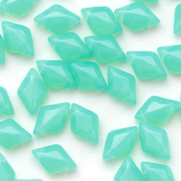 2-Hole GEMDUO 8x5mm Czech Glass Beads GREEN AQUA OPAL