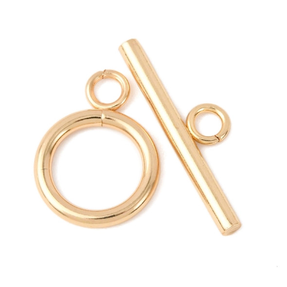 24K Gold Plated Stainless Steel TOGGLE CLASP-Round 19x14mm