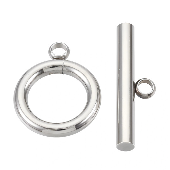 TOGGLE CLASP-Round 15x12mm-Stainless Steel