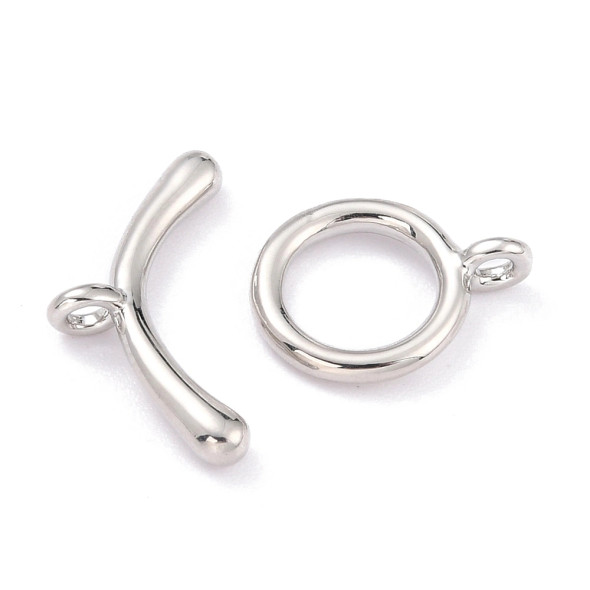TOGGLE CLASP-Round 14x10mm-Platinum Plated