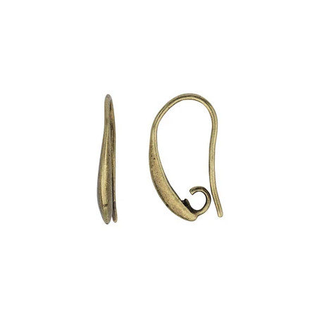 EAR WIRE Crescent Hook w/Loop 19mm Antique Brass Plated